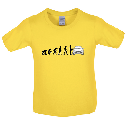 Evolution of Man Clio Driver Kids T Shirt