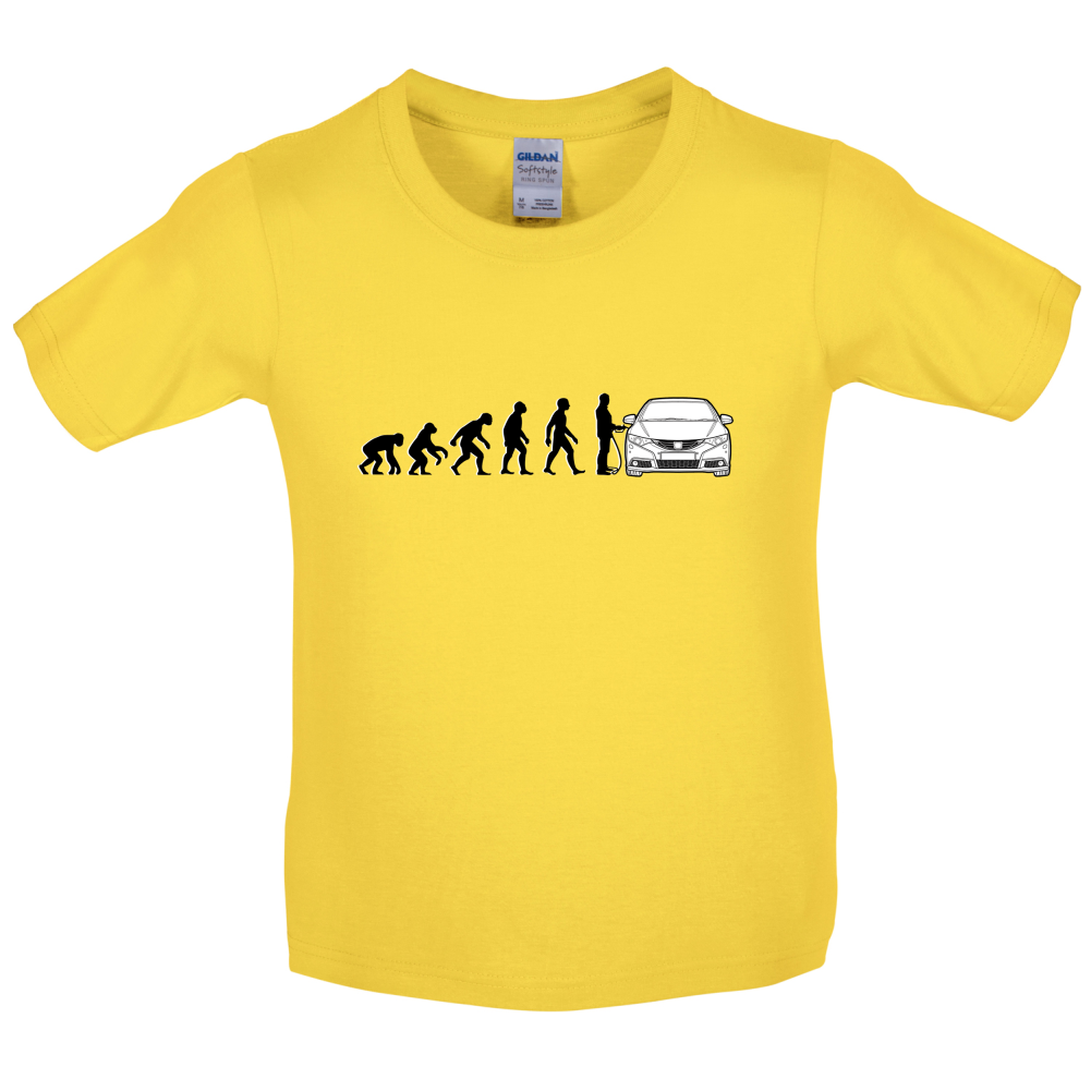 Evolution of Man Civic Driver Kids T Shirt