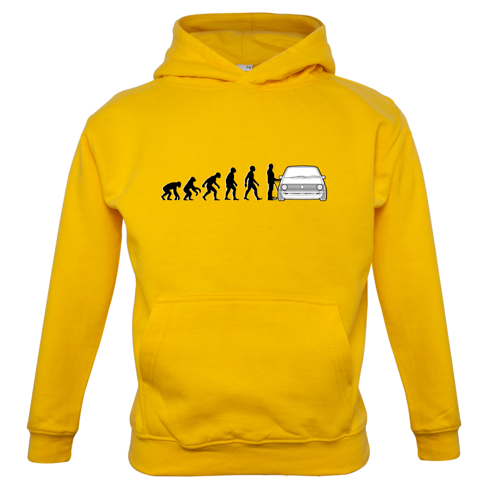 Evolution of Man Mk1 Golf Driver Kids T Shirt