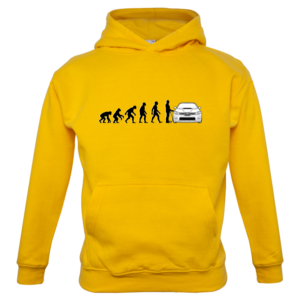 Evolution of Man Impreza Driver Kids T Shirt