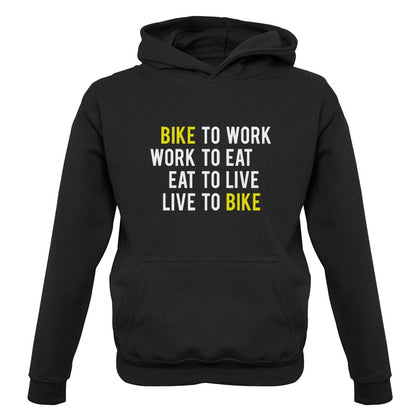 Bike To Work Live To Bike Kids T Shirt