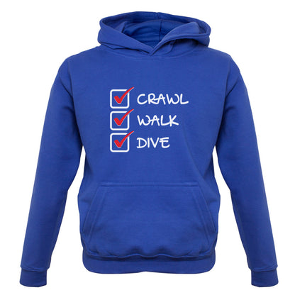 Crawl Walk Dive Kids T Shirt