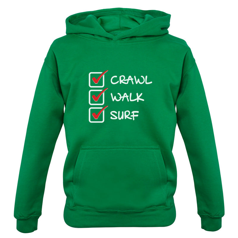 Crawl Walk Surf Kids T Shirt