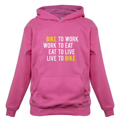 Bike To Work Live To Bike Kids T Shirt