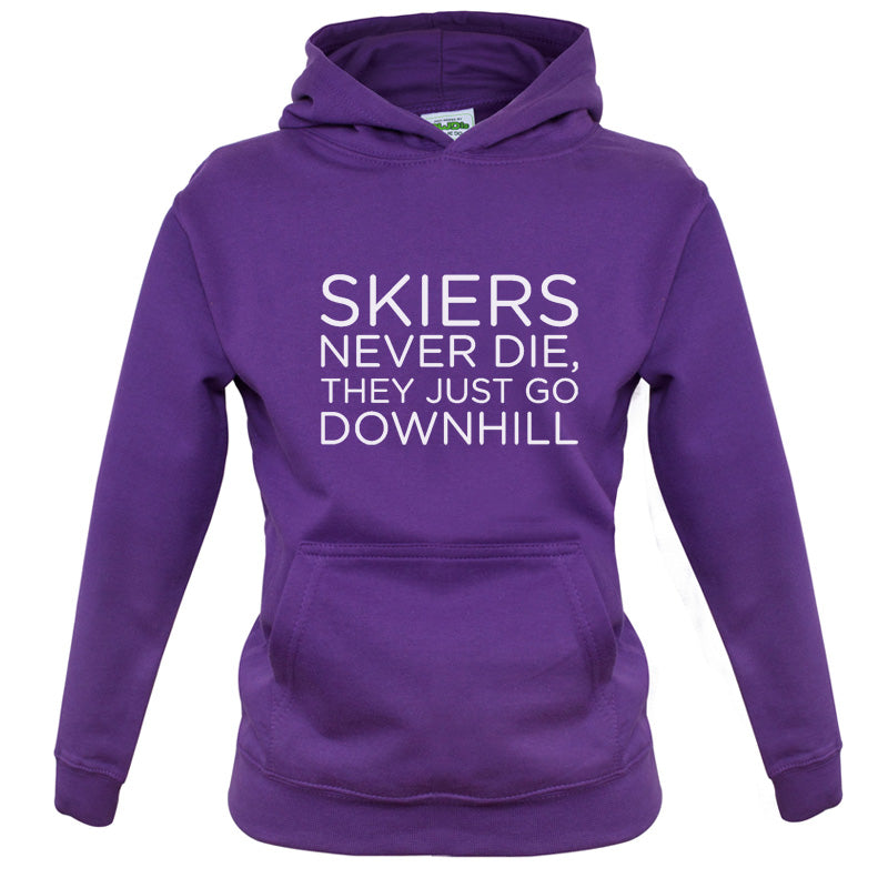 Skiers Never Die, They Just Go Downhill Kids T Shirt