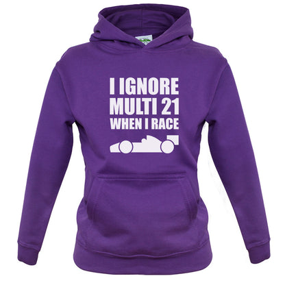 I Ignore Multi 21 When I Race Kids T Shirt