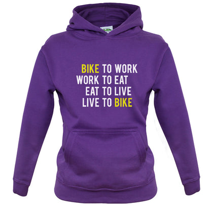 Bike To Work Live To Bike Kids T Shirt