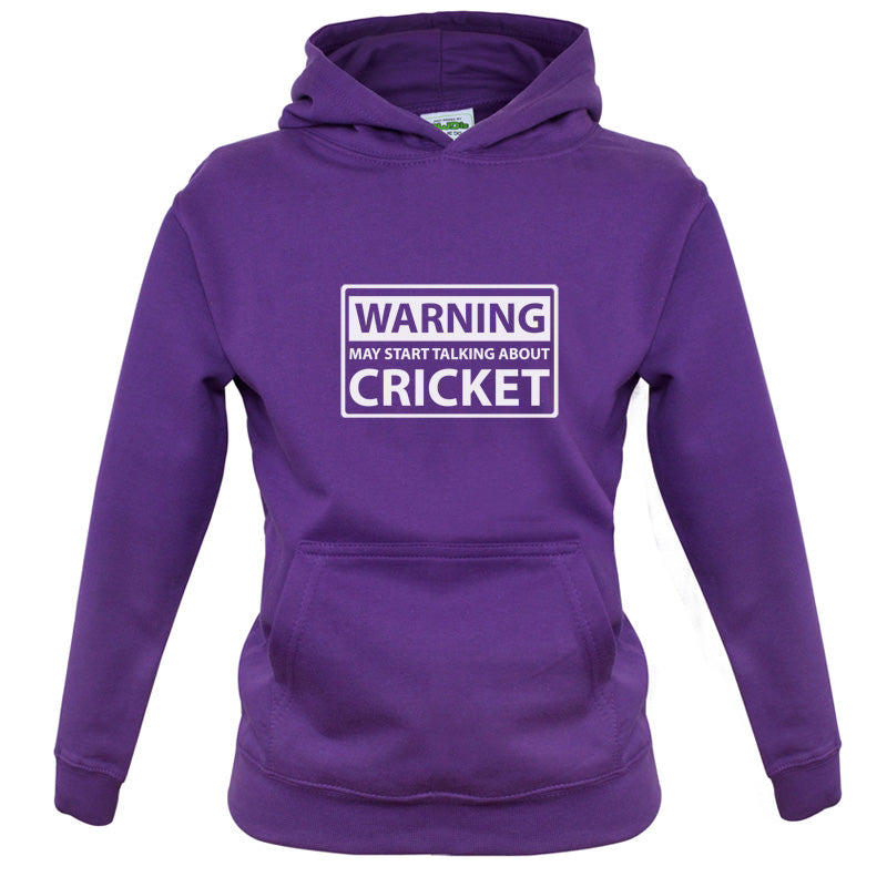 Warning May Start Talking About Cricket Kids T Shirt