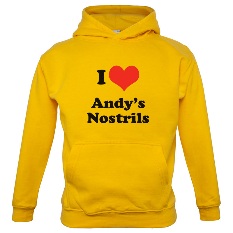 I Love Andys Nostrils Kids T Shirt