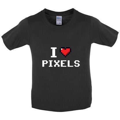 I Love Pixels Kids T Shirt