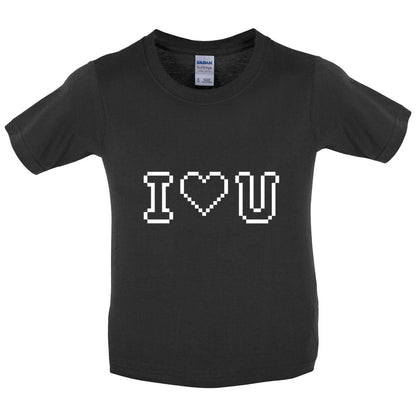 I Love U (Pixels) Kids T Shirt
