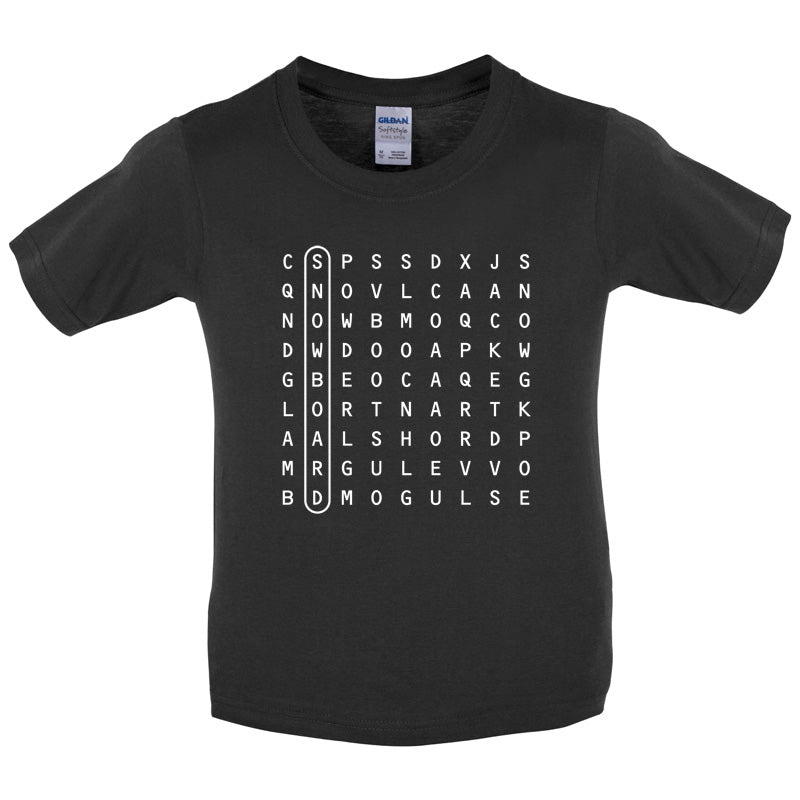 WordSearch Snowboarding Kids T Shirt