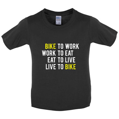 Bike To Work Live To Bike Kids T Shirt