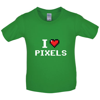 I Love Pixels Kids T Shirt