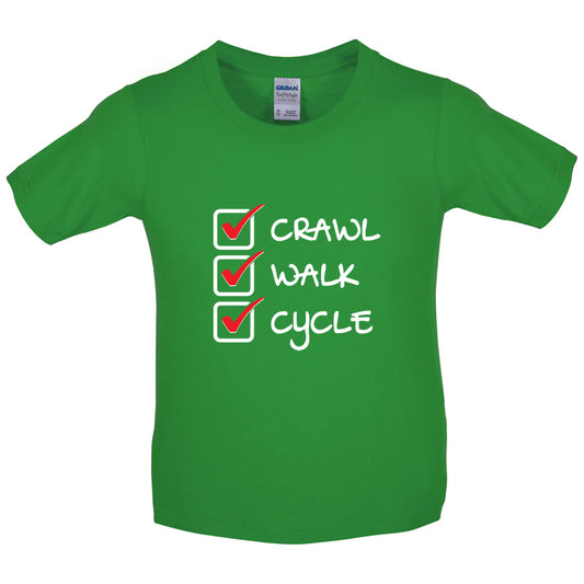 Crawl Walk Cycle Kids T Shirt