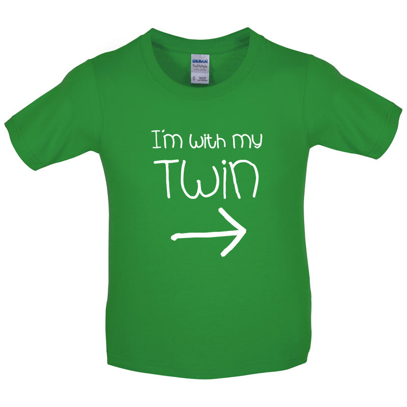 I'm With My Twin (Right) Kids T Shirt