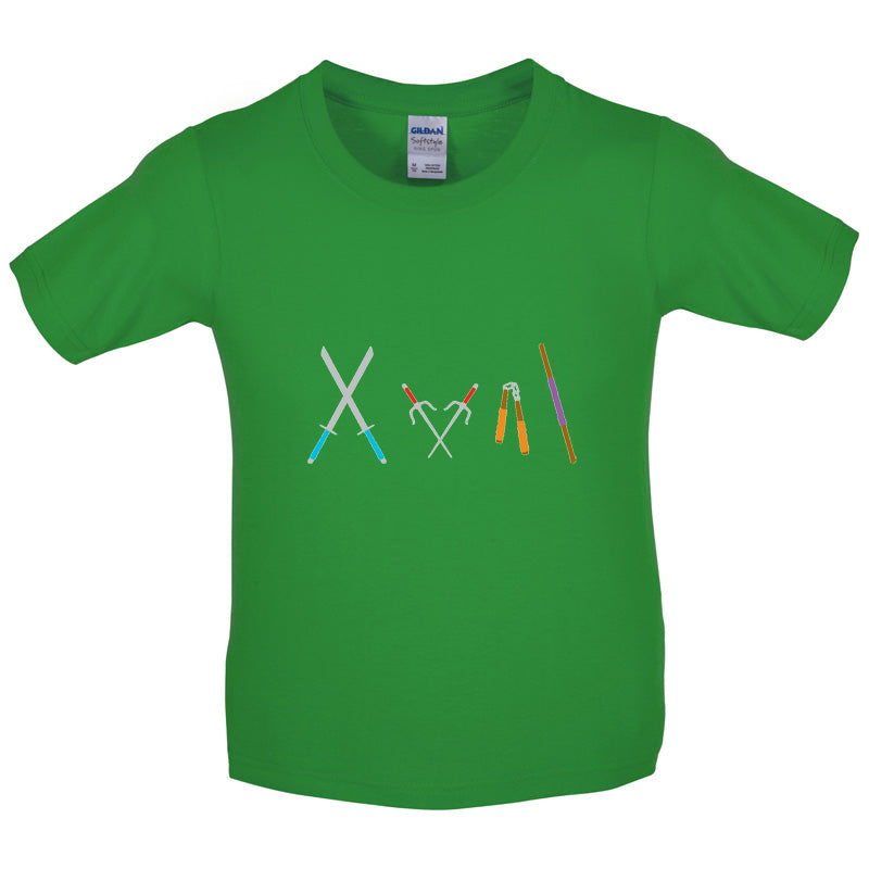 Colour Turtle Weapons Kids T Shirt