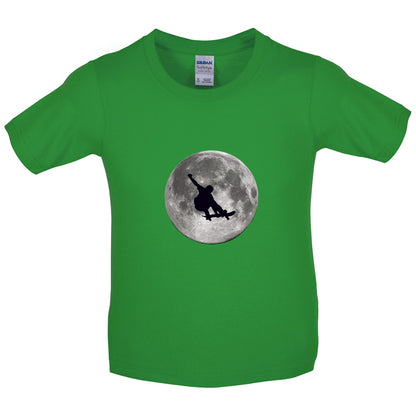 SkateBoarder Moon Kids T Shirt