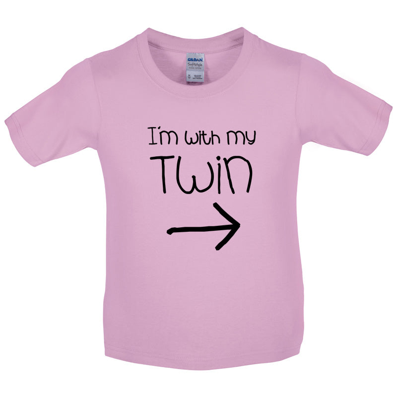 I'm With My Twin (Right) Kids T Shirt