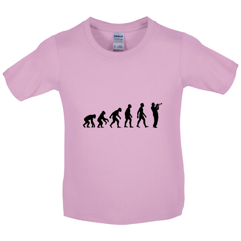 Evolution of Man Trumpet Player Kids T Shirt