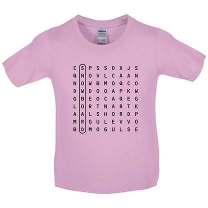 WordSearch Snowboarding Kids T Shirt