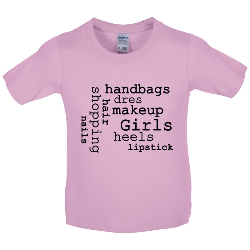 Girls Word Cloud Kids T Shirt