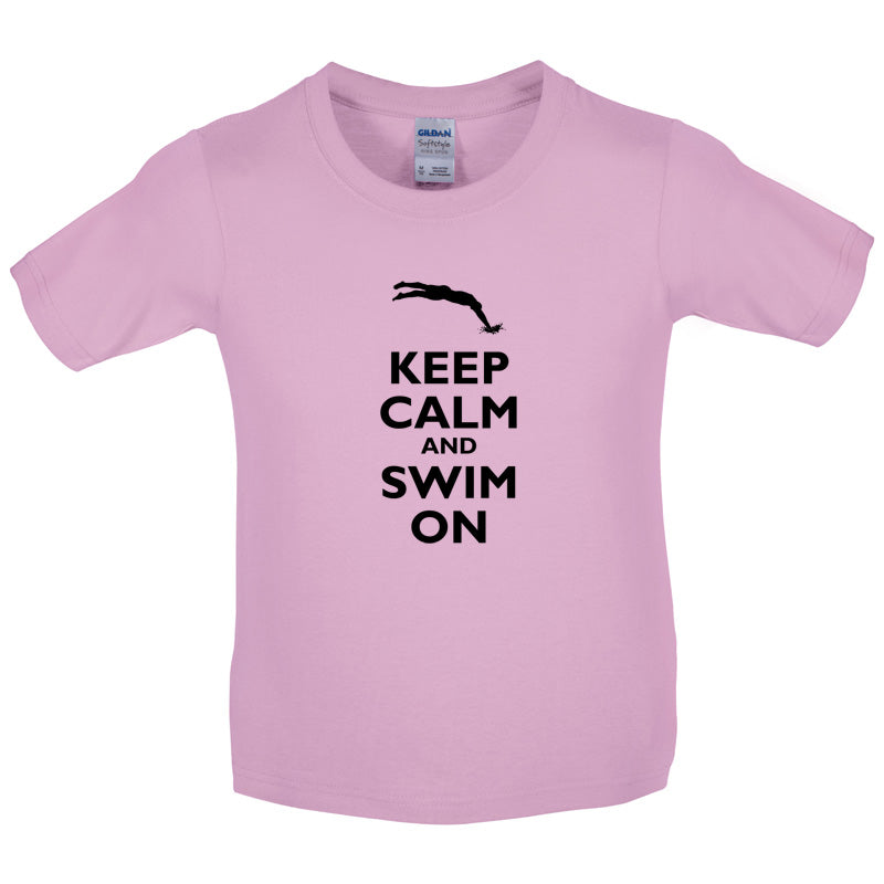 Keep Calm and Swim On Kids T Shirt