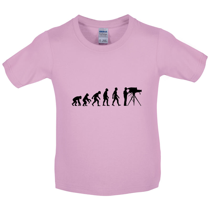 Evolution of Man Cameraman Kids T Shirt