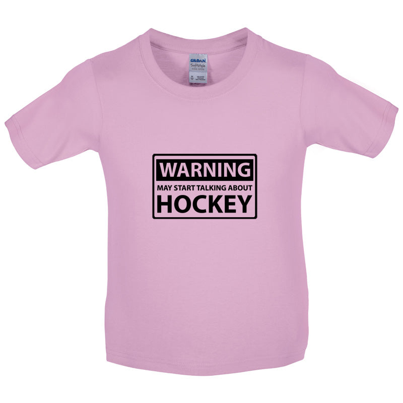 Warning May Start Talking About Hockey Kids T Shirt