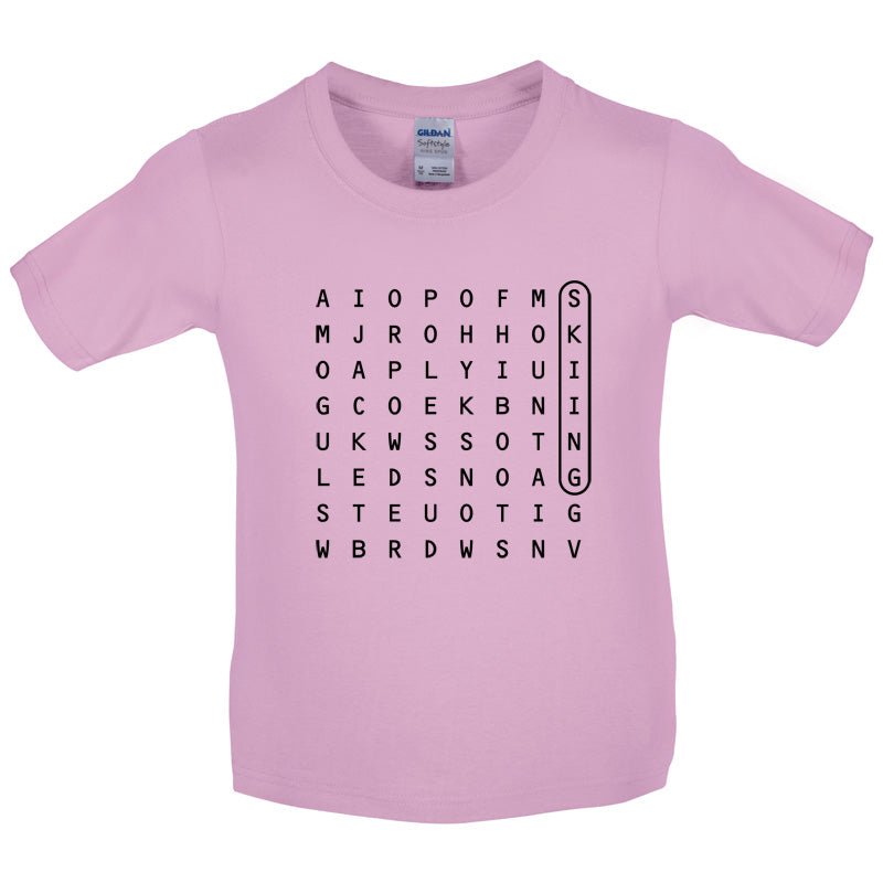 Skiing WordSearch Kids T Shirt