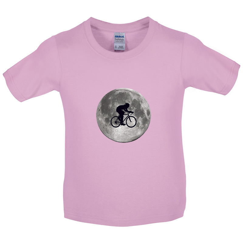 Cycling Moon Kids T Shirt