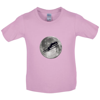 Ski Jump Moon Kids T Shirt