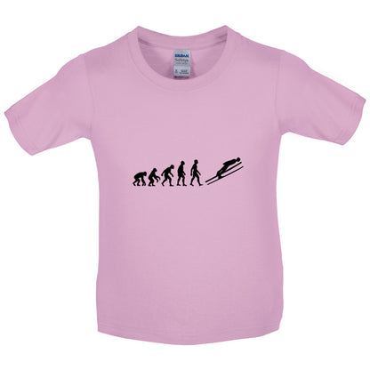 Evolution Of Man Ski Jump Kids T Shirt