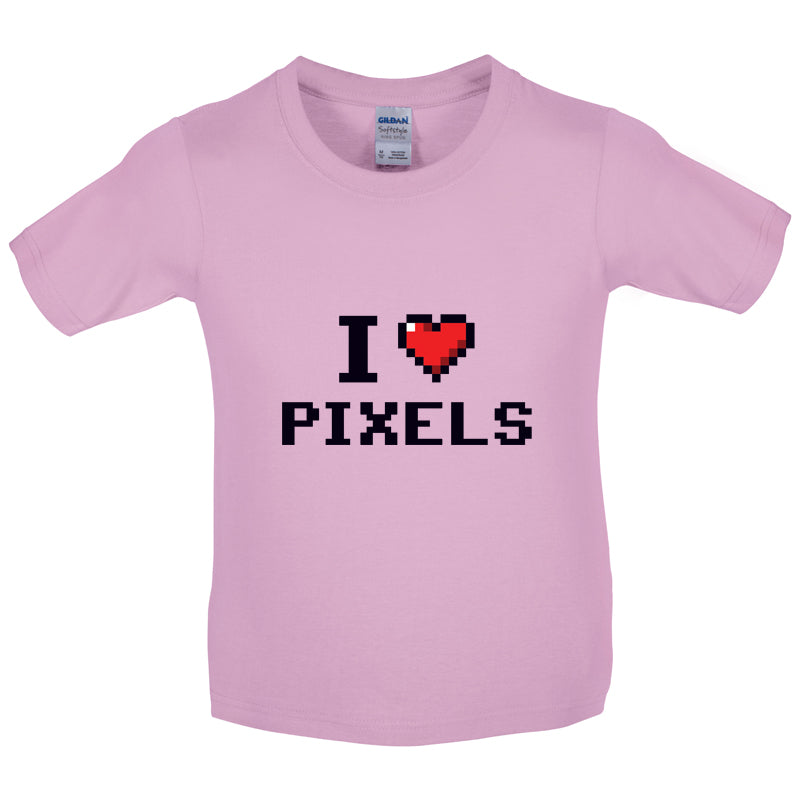 I Love Pixels Kids T Shirt