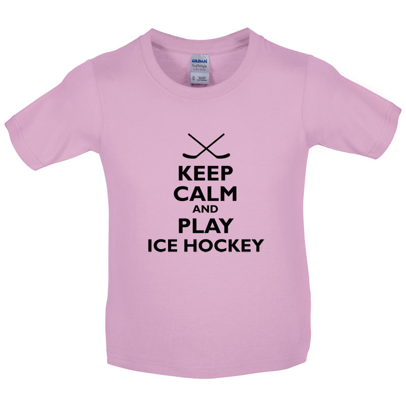 Keep Calm and Play Ice Hockey Kids T Shirt