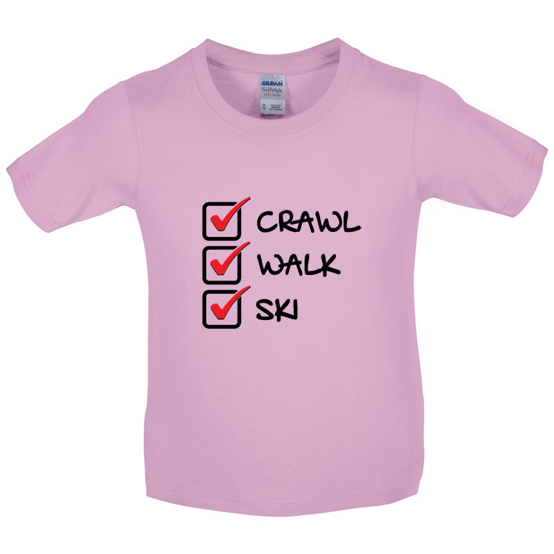 Crawl Walk Ski Kids T Shirt