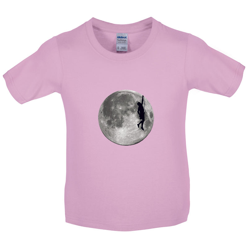 Rock Climbing Moon Kids T Shirt