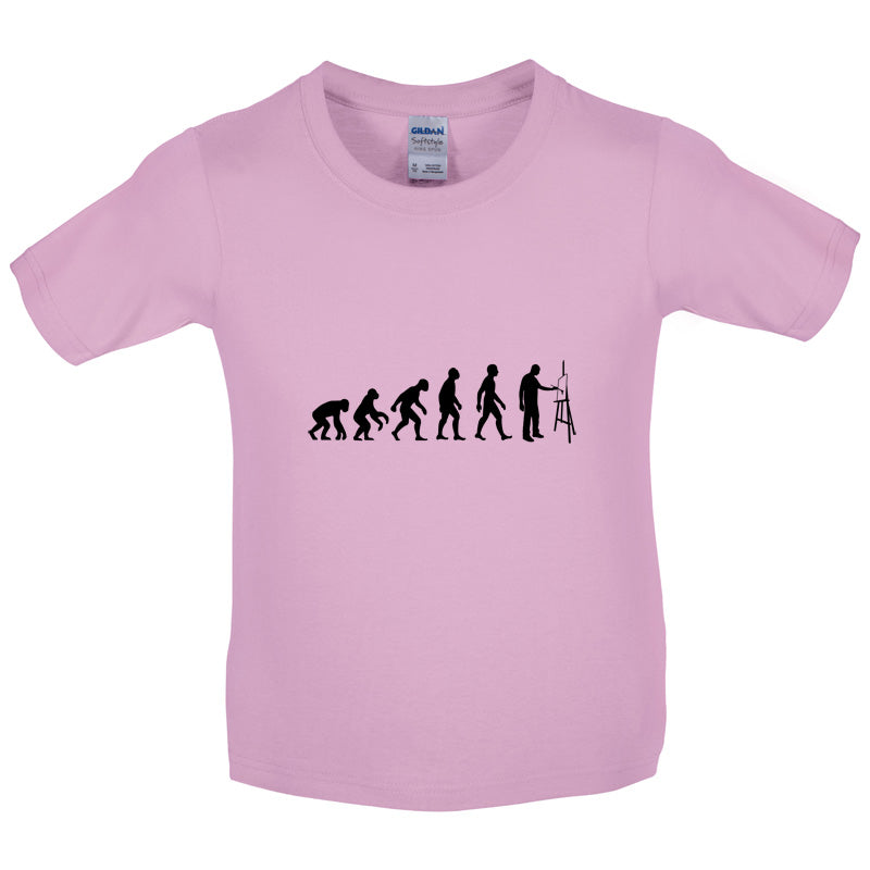 Evolution Of Man Artist Kids T Shirt