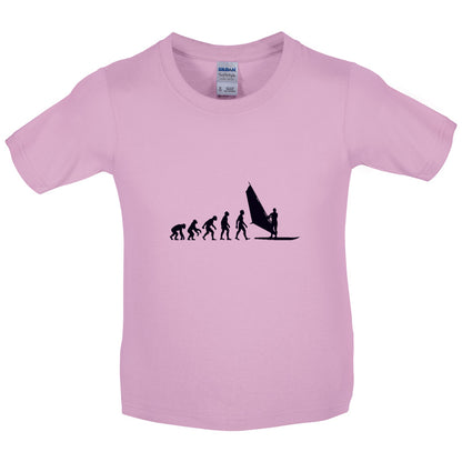 Evolution Of Man WindSurfing Kids T Shirt