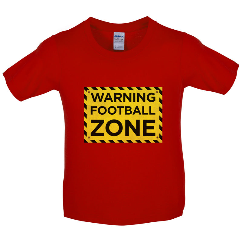 Warning Football Zone Kids T Shirt