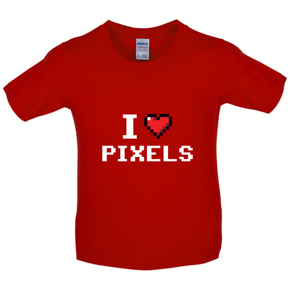 I Love Pixels Kids T Shirt