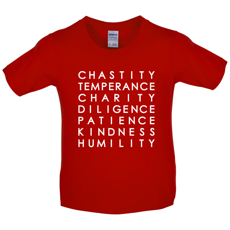 7 Catholic Virtues Kids T Shirt