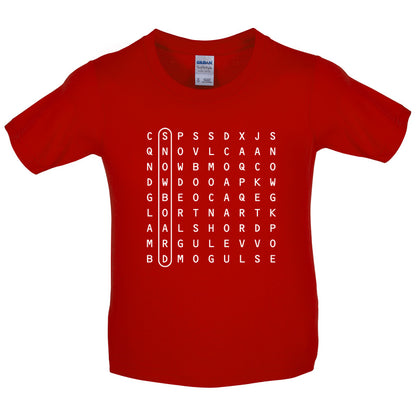 WordSearch Snowboarding Kids T Shirt