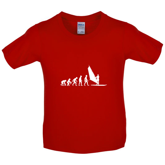 Evolution Of Man WindSurfing Kids T Shirt