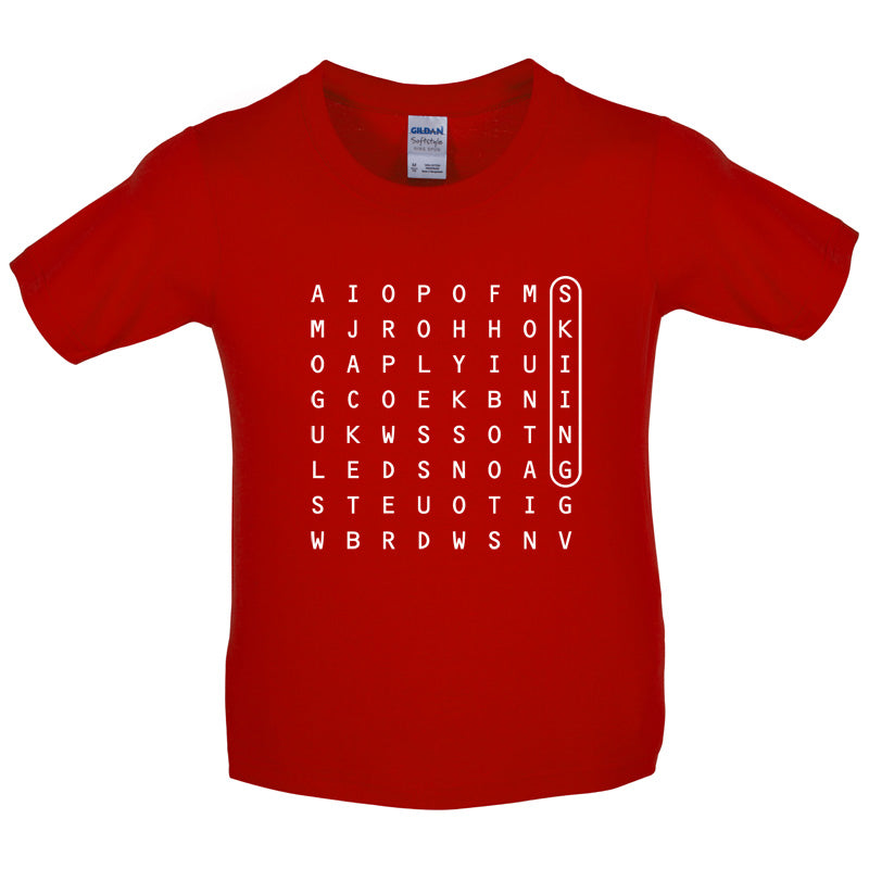 Skiing WordSearch Kids T Shirt