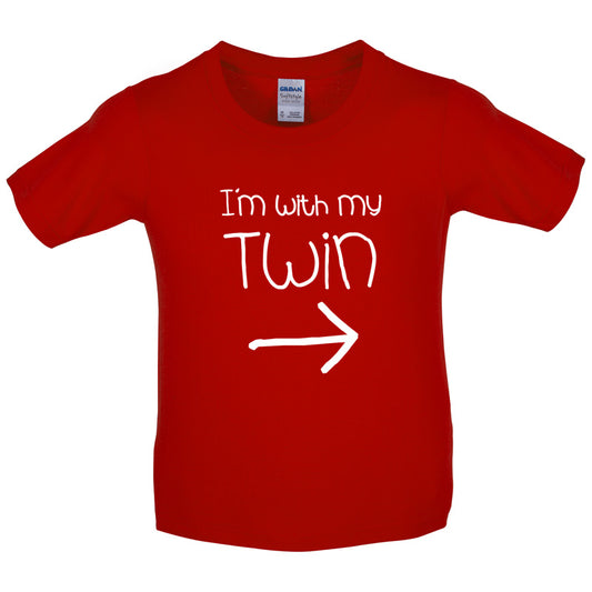 I'm With My Twin (Right) Kids T Shirt