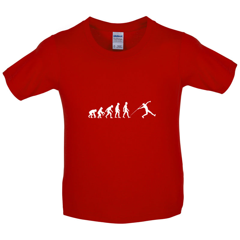 Evolution Of Man Javelin Kids T Shirt