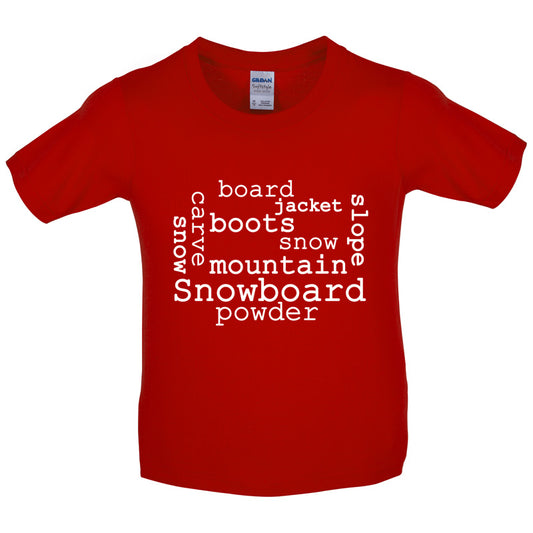 Snowboarding Word Cloud Kids T Shirt