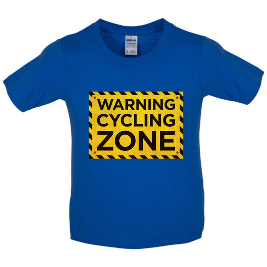 Warning Cycling Zone Kids T Shirt