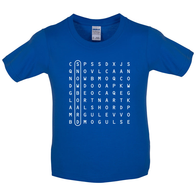 WordSearch Snowboarding Kids T Shirt